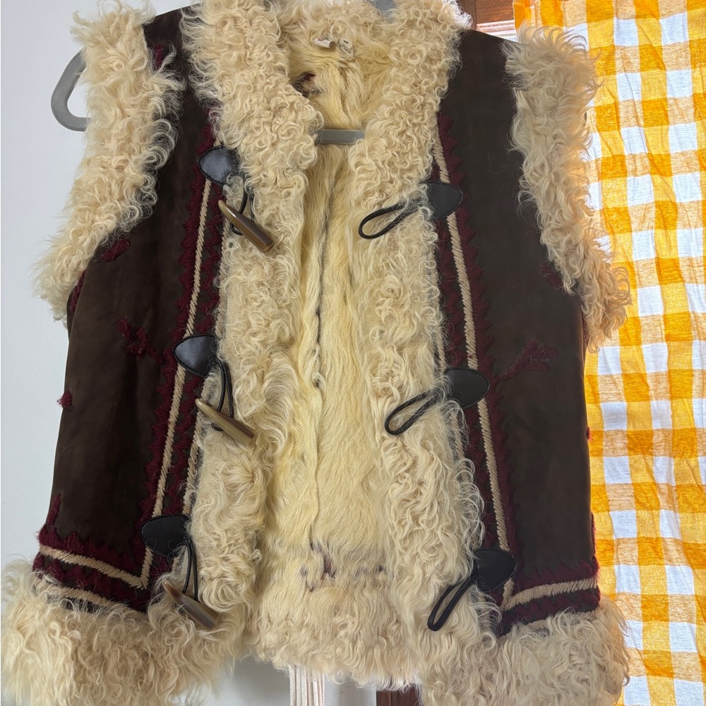 Vintage Style Shearling Vest with Toggle Closures